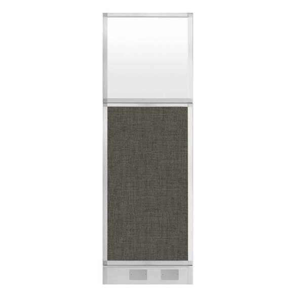Hush Panel Cubicle Partition 2' x 6' W/ Window Mocha Fabric Frosted Window W/ Cable Channel